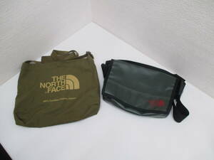 ブランド祭 バッグ祭 THE NORTH FACE ノースフェイス バッグおまとめ2点 使用品 ショルダーバッグ トートバッグ カーキ色 色褪せあり