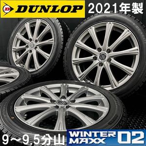 21年製9～9.5分山★225/50R18 DUNLOP WM02&社外ホイール 4本 BS241017-S2 カローラクロス C-HR ヴェゼル等/5H 114.3*18インチスタッドレス