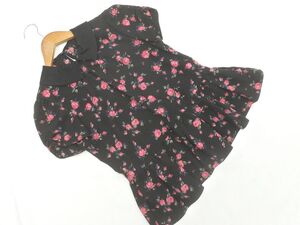 ネコポスOK JILLSTUART ジルスチュアート 花柄 ペプラム ブラウス シャツ sizeS/黒 ■◆ ☆ ega8 レディース