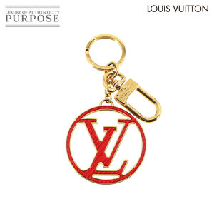 新品同様 ルイ ヴィトン LOUIS VUITTON ポルトクレ LV サークル キーリング バッグ チャーム ゴールド レッド ピンク M68465 90229878