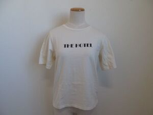 (54355)マッキントッシュフィロソフィー　MACKINTOSHPHILOSOPHY　半袖　Tシャツ　ロゴ　クルーネック　オフホワイト　38　USED