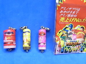 麒麟戦隊 アミノンジャー つながる フィギュア マスコット 3種 ストラップ トップ　2004年 キリン ヒーロー ゆるキャラ 非売品　送料￥140