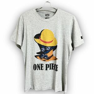 Y512★人気モデル★UNIQLO ユニクロ ワンピース ルフィ エース UT コラボTシャツ 人気アニメ Sサイズ グレー メンズ 万能