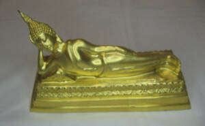 涅槃像 仏陀 ブッダ 釈迦 仏像 仏様 涅槃仏 仏教美術 置物 飾り物鋳造 金メッキ