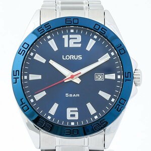 SEIKO セイコー LORUS ローラス PC32-X189 クォーツ デイト ブルー文字盤 メンズ腕時計 箱付 #31111