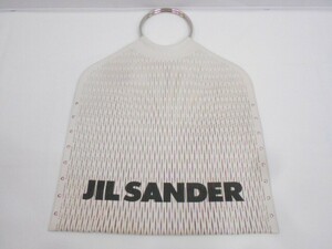 75 送80サ 0602$D04 JILSANDER ジルサンダー レザー メッシュ スリット トート ハンドバッグ ホワイト 中古品