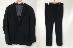 PaulSmith スーツ シングル 背抜き 春夏 光沢あり ビジネス 通勤 オフィス XLサイズ ブラック ポールスミス セットアップ A10343◆