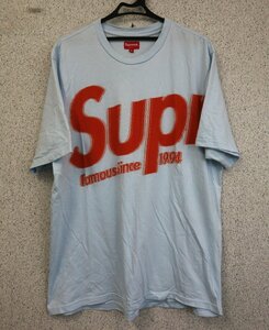 メンズ Supreme シュプリーム 半袖 ロゴ Tシャツ RN101837 サイズXL 水色 ライトブルー