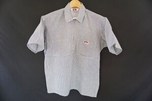 【即決】BEN DAVIS ベンデイヴィス 半袖シャツ プルオーバーシャツ ハーフジップ ストライプ サイズ:M Made in USA【903636】