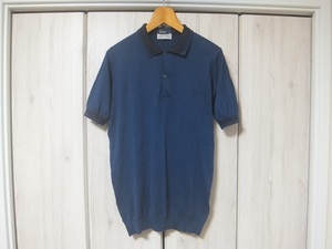 英国製 JOHN SMEDLEY × FRED PERRY コットンニットポロシャツ M ネイビー☆ジョンスメドレー フレッドペリー 紺 国内正規品