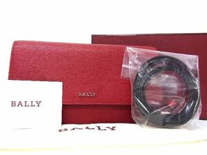 1円 ■新品同様■ BALLY バリー レザー 2WAY クロスボディ ポシェット クラッチバッグ ショルダーウォレット 財布 レッド系 AM6033