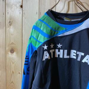 [YUK008] アスレタ ATHLETA トレーニング スポーツ ウェア Tシャツ 黒 水色 緑 S メンズ サッカー