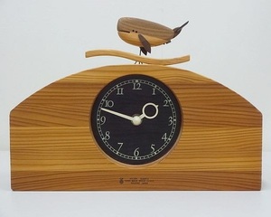 876▽KICORI/キコリ くじらの時計 置時計 手作り QUARTZ HAND MADE WOOD CLOCK NAGANO JAPAN ジャンク