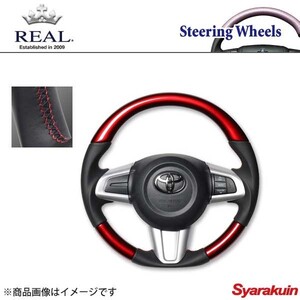 REAL レアル ステアリング SUBARU/スバル ジャスティ 900系 オリジナルシリーズ ガングリップ パールレッド RED×ブラック ユーロステッチ