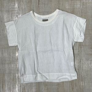 MARGARET HOWELL マーガレット ハウエル リネン 100% プルオーバー ブラウス サイズ 1 ホワイト カットソー 半袖 T shirt 611