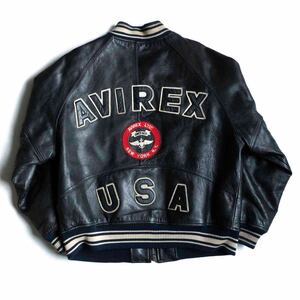 【美品】AVIREX【レザー スタジャン】S アワード ジャケット ワッペン アヴィレックス 2409351