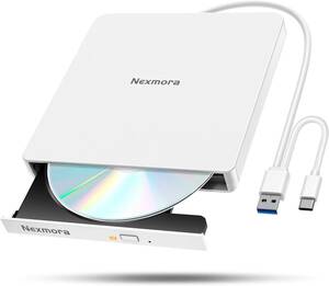 CD DVDドライブ 外付け 静音 CD DVDプレーヤー USB3.0＆Type-C両接続 読取/書込可 バスパワー駆動 M-DISC対応 windows/mac対応