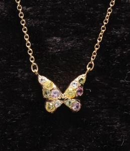 美品 スタージュエリー ネックレス バタフライモチーフ パピヨン K18 ペリドット サファイア レディース STAR JEWELRY