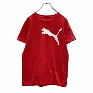 PUMA 半袖 プリント Tシャツ S レッド ホワイト ロゴ プーマ スポーツ 古着卸 アメリカ仕入 a506-7220