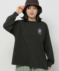 niko and...ニコアンドアソートロゴストリートロングTシャツブラック19L黒チャコール薄手長袖カットソー ロンT