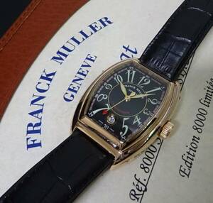 2020年10月OH 金無垢 K18PG 美品 FRANCK MULLER フランクミュラー コンキスタドール 8000SC 黒 メンズ 国際保証書あり 純正内外箱あり 本物