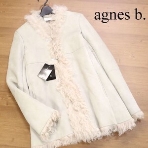 【新品 未使用】 agnes b. アニエスベー SPECIAL 裏地ファー♪ 高級 リアル ムートン コート Sz.36　レディース フランス製　D1T01603_A#N