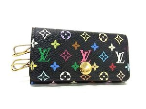 1円 ■美品■ LOUIS VUITTON ルイヴィトン M93732 モノグラムマルチカラー ミュルティクレ4 4連 キーケース 鍵入れ ブラック系 FE7413