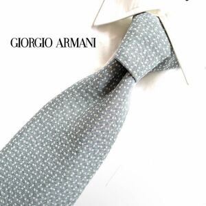 GIORGIO ARMANI CRAVATTE ジョルジオ アルマーニ シルク ネクタイ パターン柄 ビジネス カジュアル フォーマル イタリア製 グレー メンズ