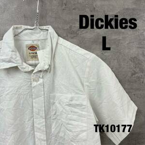 Dickies ディッキーズ ホワイト シャツ 半袖 レディース L 夏服 無地 胸ポケット KS920WH USA 海外輸入 古着 TK10177