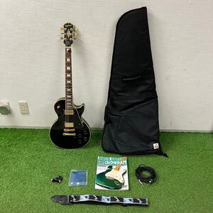 【中古品】『12-312』Epiphone Les Paul Custom Ebony エレキギター エピフォン レスポールカスタム 黒　Fender ストラップ チューナー