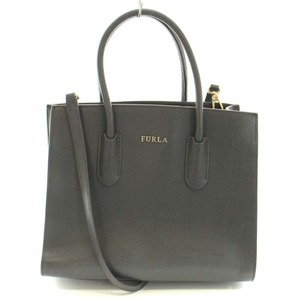 フルラ FURLA 2WAY ハンドバッグ トートバッグ ショルダーバッグ レザー ロゴ グレー /BB レディース