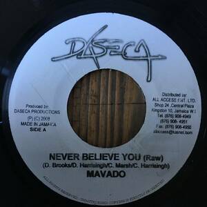 ★送料込み！2008！レア！Irie FMパワー・プレイでBIG HIT！【Mavado - Never Believe You】7inch！Daseca JA