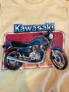 VINTAGEビンテージKAWASAKIカワサキTシャツ/ラメプリントバイク旧車/70s80s70年代80年代/KZ1000Z750Z400FXモーターサイクルハーレーホンダ