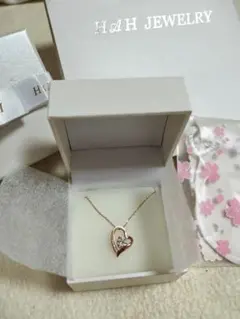 HAH JEWELRY ハート型ネックレス ローズゴールド ダイヤモンド風