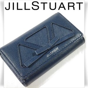 新品1円～★JILL STUART ジル スチュアート 牛革レザー 5連キーケース キーリング ネイビー りぼん 正規店本物◆S1443◆