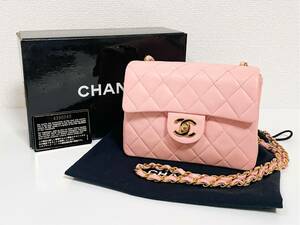 ☆極美品☆シャネル CHANEL ショルダーバッグ ミニマトラッセ　ピンク　ラムスキン　ココマーク チェーンショルダーバッグ ヴィンテージ