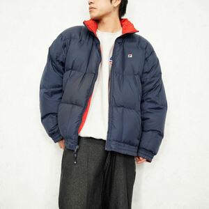 USA VINTAGE FILA LOGO REVERSIBLE DESIGN DOWN JACKET/アメリカ古着フィラロゴリバーシブルデザインダウンジャケット