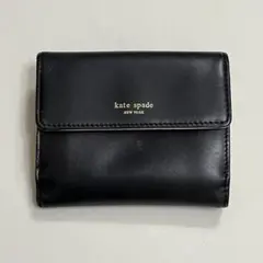 kate spade ケイトスペード 黒 本革 レザー 二つ折り財布