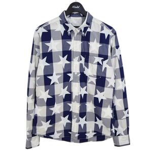 ソフネット SOPHNET． BIG STAR GINGHAM CHECK B.D SHIRT スター ギンガムチェックシャツ ブルー×ホワイト サイズ:L 8066000203379