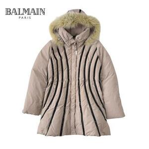 ND245さ＠ BALMAIN ダウンコート フェザー ブルーフォックスファー アウター M バルマン シンプル 大人 おしゃれ キレイめ