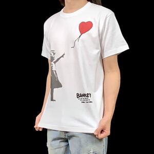 新品 ビッグ プリント バンクシー BANKSY オークション シュレッダー 風船と少女 Tシャツ S M L XL オーバー サイズ XXL ロンT パーカー 可