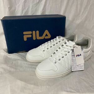 新品 本物正規品 フィラ FILA メンズ レザー スニーカー 白 キルティング靴 ホワイト LOW 28cm