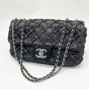 未使用級 希少 CHANEL シャネル マトラッセ ラムスキン ココマーク チェーンショルダーバッグ ハンドバッグ ブラック