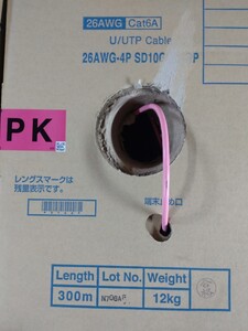 【残188m】 日本製線 0.5-4P NSGDT Cat6 UTPケーブル(PK) 300ｍ巻 残188ｍ