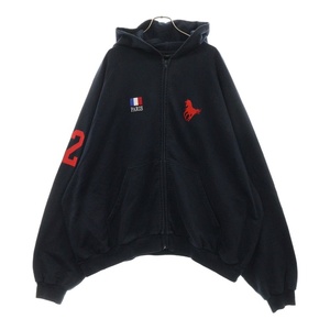 BALENCIAGA バレンシアガ 22AW Polo Zip-up Hoodie ポロ ジップアップパーカー フーディー ネイビー 720425 TNVD4