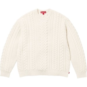 23AW SUPREME Applique Cable Knit Sweater XL アイボリー シュプリーム アップリケ ニット セーター Tシャツ BOX LOGO パーカー 24AW