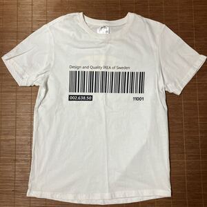 ○IKEA イケア エフテルトレーダ 半袖Tシャツ S／M 白 ホワイト プリントが可愛い