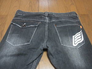 248-6/良品/HYOD/ヒョウドウ/D3O/SPORTS DENIM/スポーツデニム/ユーズド加工/ブラックデニムパンツ/W34/裾上げ無し/プロテクター無し 