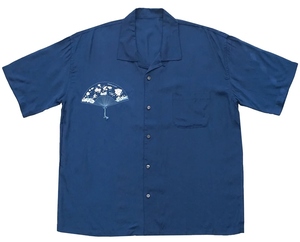 XXLサイズ◆PORTER CLASSIC / SENSU ALOHA SHIRT ポータークラシック 扇子 アロハシャツ Navy 半袖シャツ 