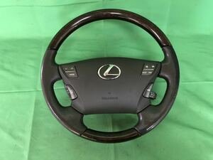 KE076 中古 トヨタ レクサス LEXUS USF40 LS460 純正 ステアリング ホイール ハンドル ウッドコンビ 本体 ホーンパッド 動作保証